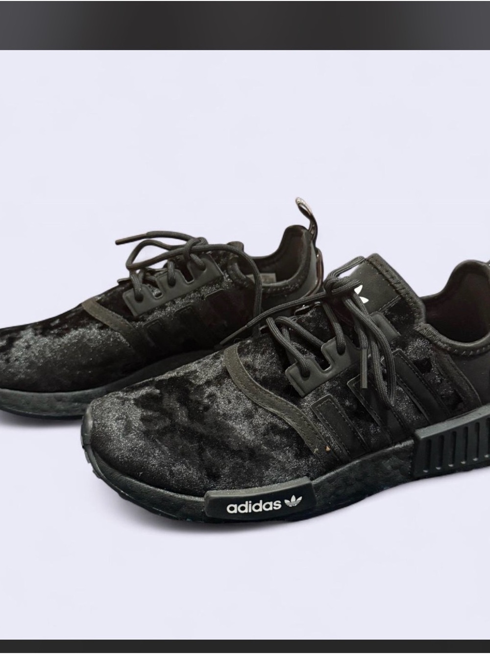 adidas Men’s Black Velvet NMD R1 Sneakers - adidas logo
